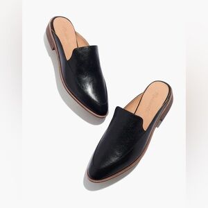 Madewell Black Leather Pointed Toe Mules
